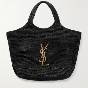 SAINT LAURENT Lafite Straw Tote Bag Large Women's Black